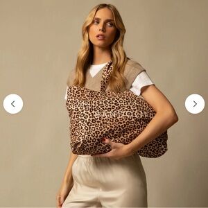 New Large Bandolier Leopard Print Tote Bag